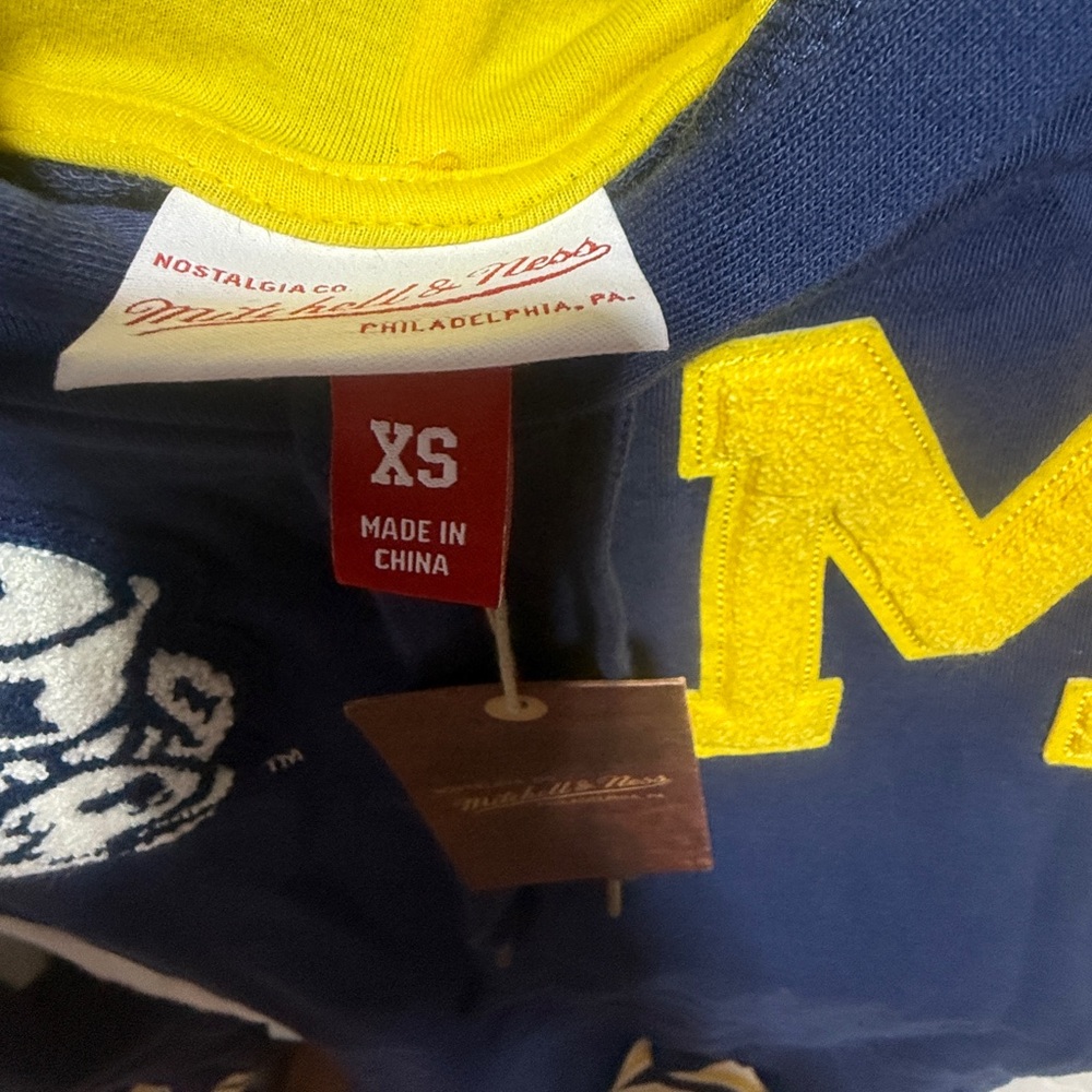 NCAA Michigan Hoodie Mitchell and Ness Full Zip Men’s XL new with tags - Picture 10 of 13